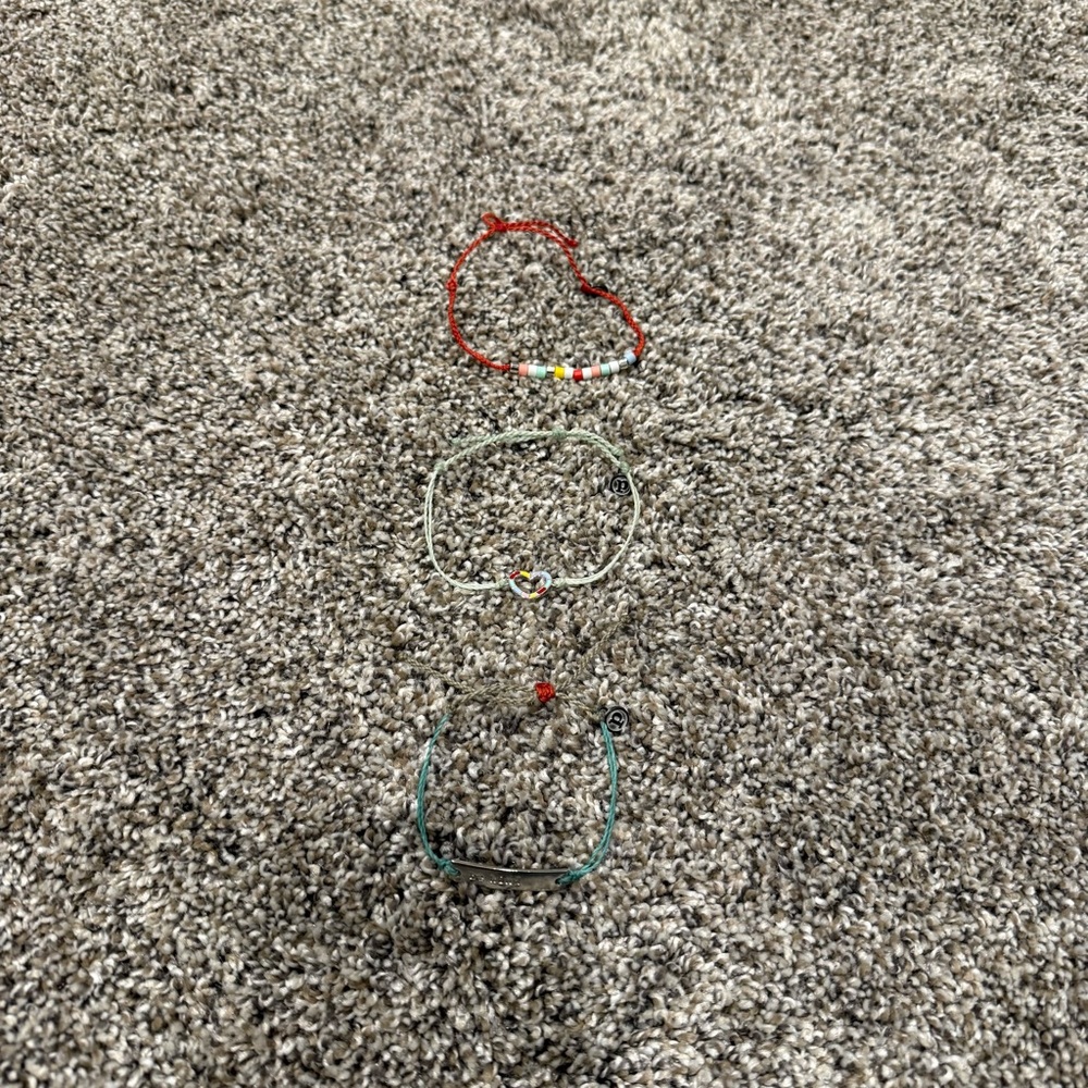 Pura Vida Red, Green and Teal Cord Bracelet Stack